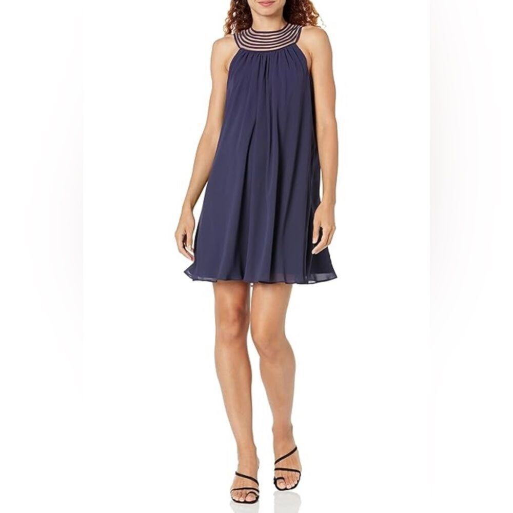 Trina Turk $348 Arias A-Line Sleeveless Dress in Navy Ink Size M